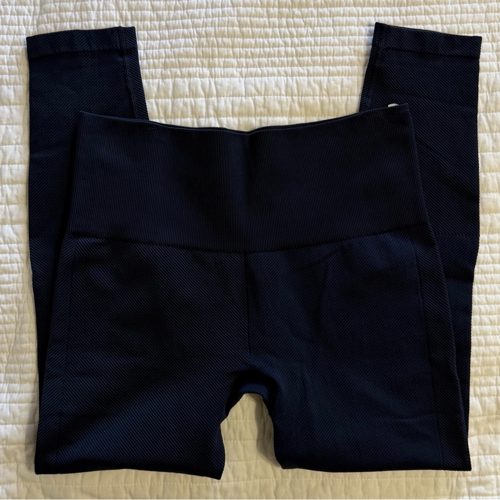 SPANX Look At Me Now Ribbed High Rise Leggings | Navy Blue | 1X / 1X1T